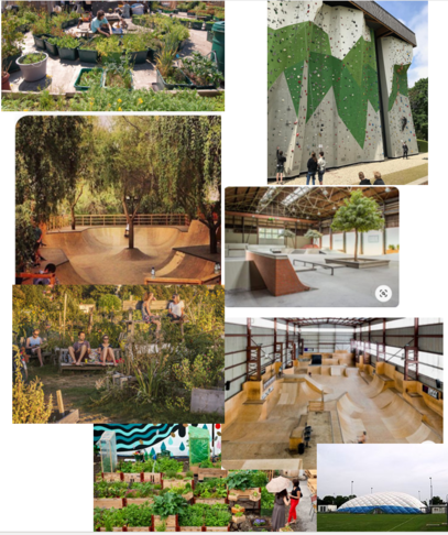 Grüne Skater-, Kletteroase mit Urban Gardening